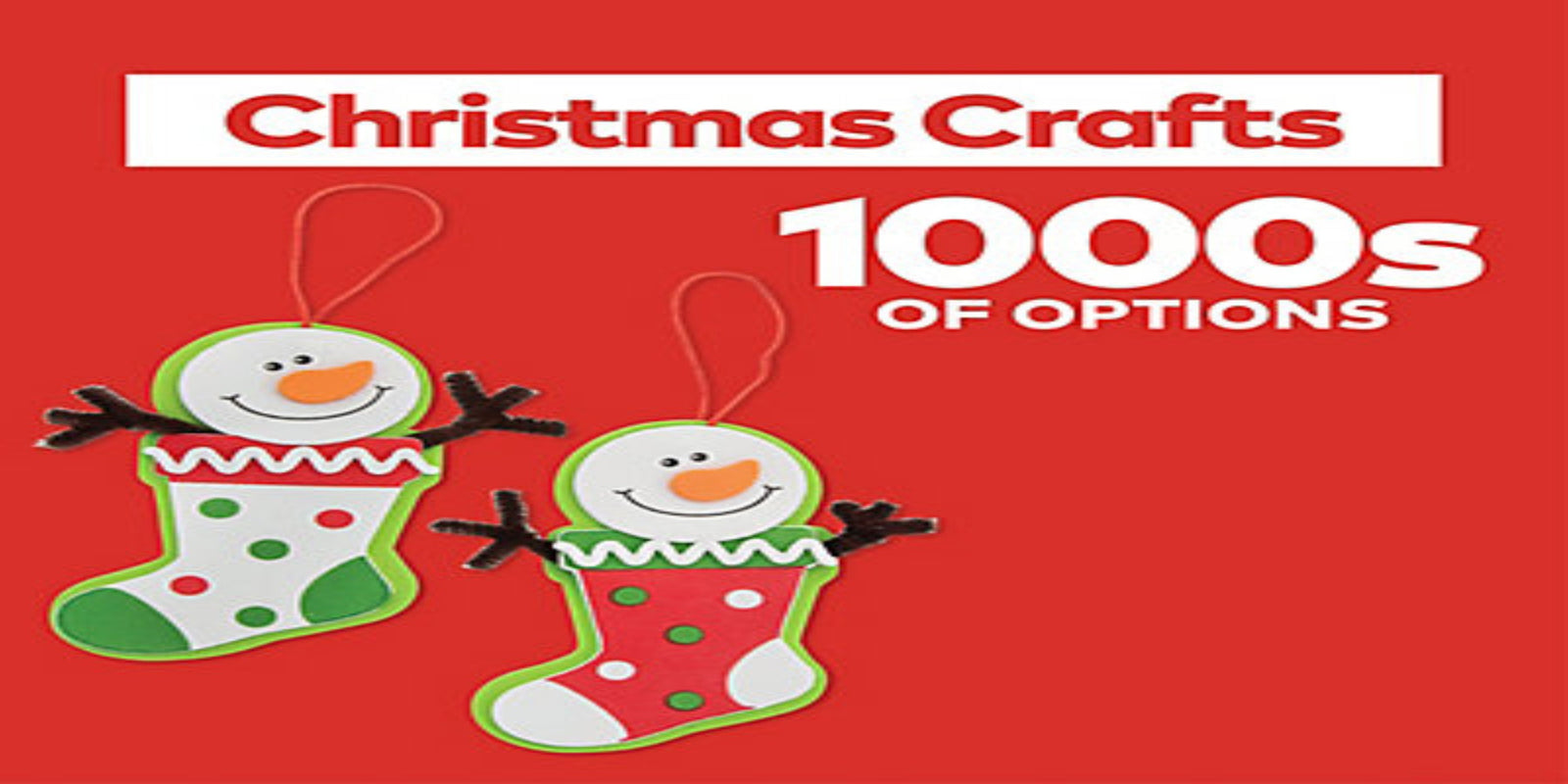 Two snowman-themed Christmas craft decorations on a red background with text about options.